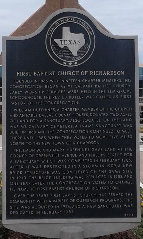 First Baptist Church of Richardson Marker image. Click for full size.