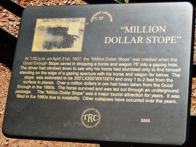 Million Dollar Stope Marker. Click for full size. Million Dollar Stope Marker image. Click for full size.