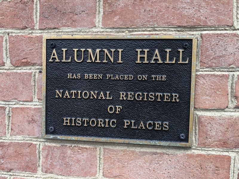Alumni Hall Marker [Left plaque] image. Click for full size.