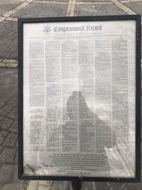 Congressional Record for the dedication of the Memorial image. Click for full size.