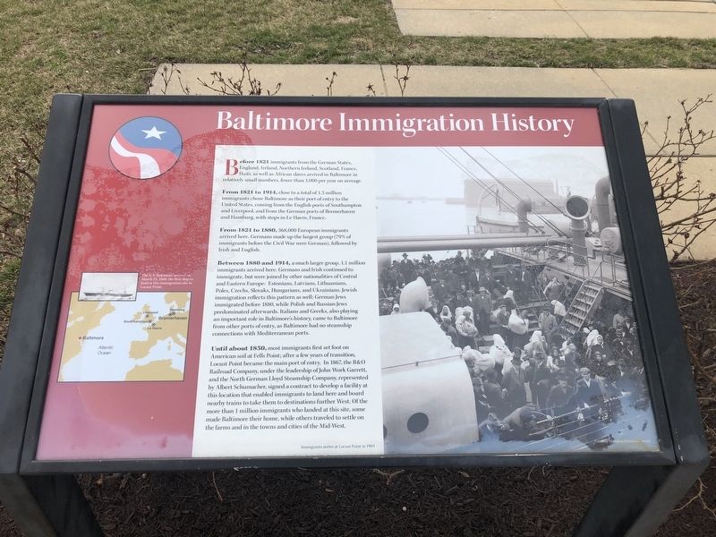 Baltimore Immigration History Marker image. Click for full size.