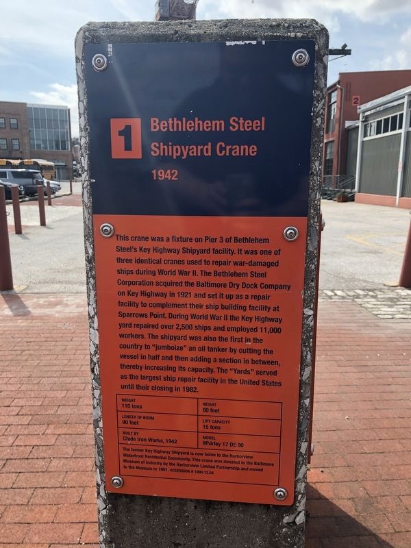 Bethlehem Steel Shipyard Crane Marker image. Click for full size.