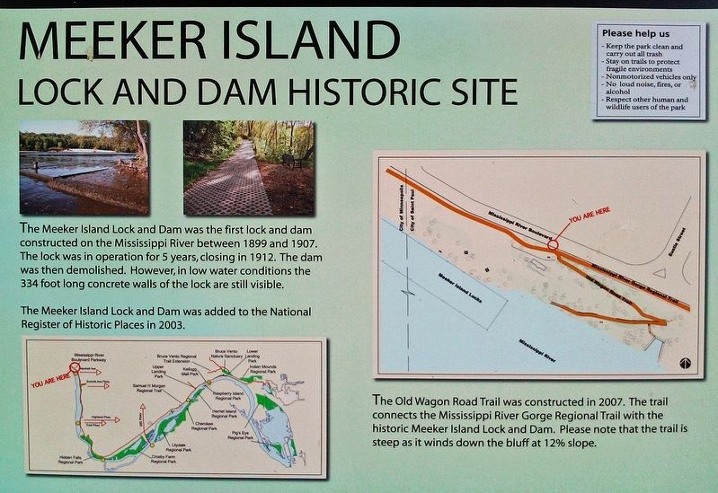 Meeker Island Lock and Dam Historic Site marker image. Click for full size.