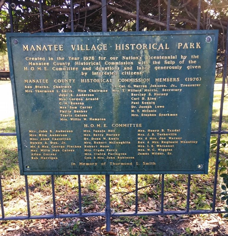 Manatee Village Historical Plaque. Click for full size. Manatee Village Historical Plaque image. Click for full size.