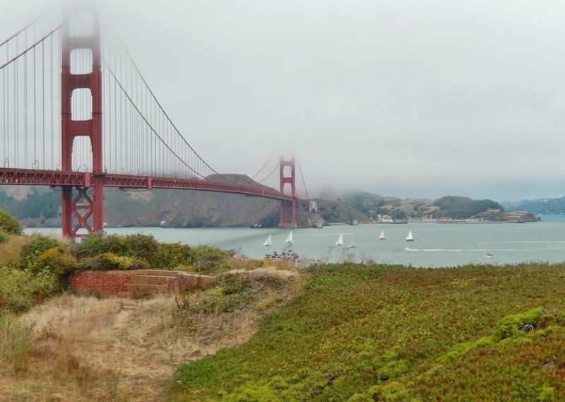 Battery East & Golden Gate Bridge (<i>view northwest from near marker</i>) image. Click for full size.