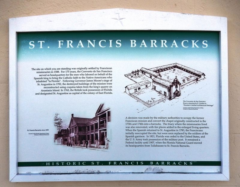 St. Francis Barracks Marker image. Click for full size.