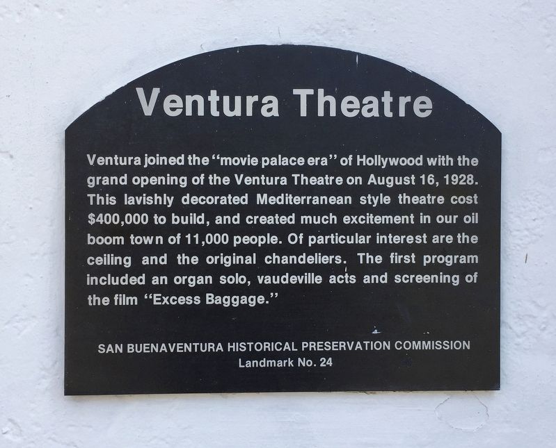 Ventura Theatre Marker image. Click for full size.