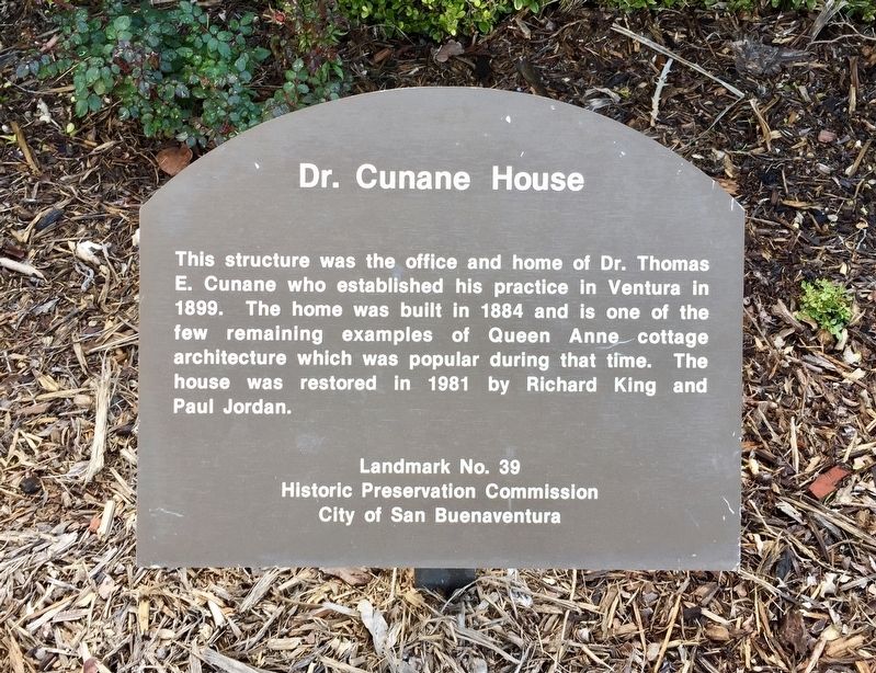 Dr. Cunane House Marker image. Click for full size.