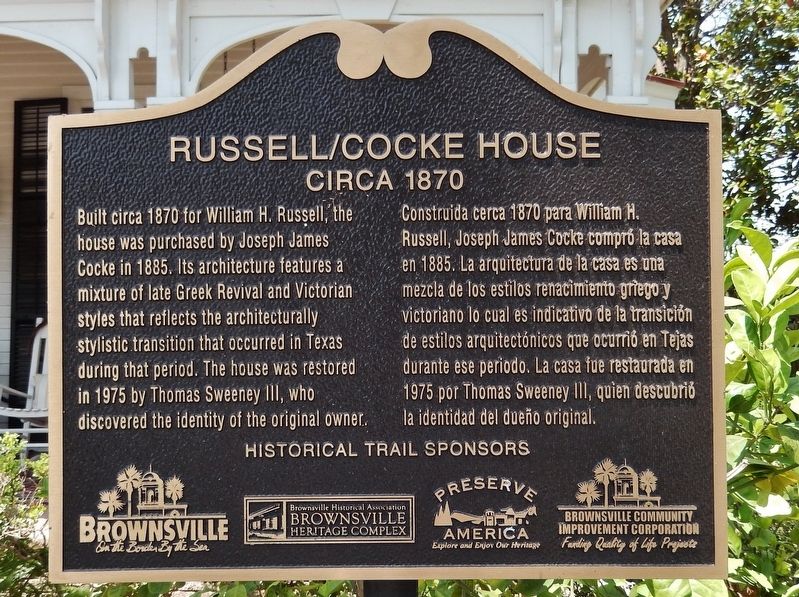 Russell/Cocke House Marker image. Click for full size.