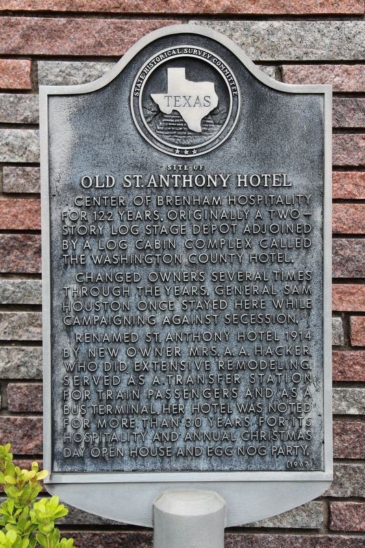 Site of Old St. Anthony Hotel Marker image. Click for full size.