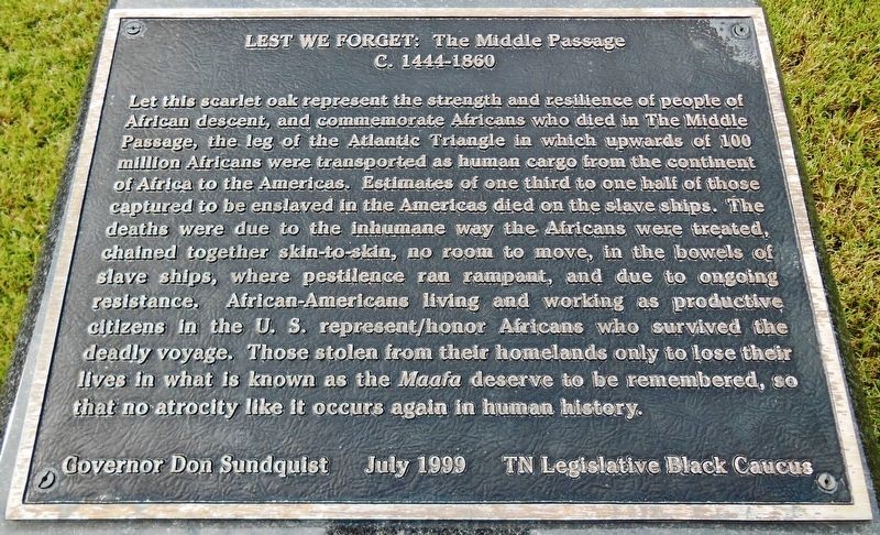 Lest We Forget: The Middle Passage Marker image. Click for full size.