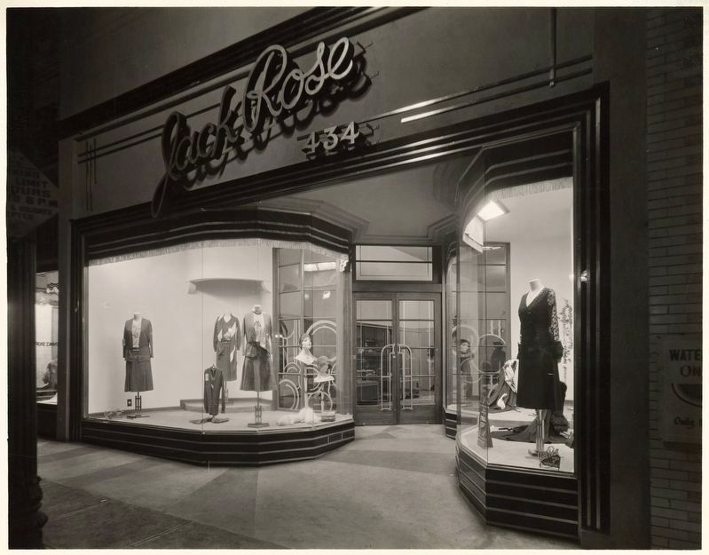 <i>Exterior night shot front display windows detail view Jack Rose, Ventura</i> image. Click for full size.