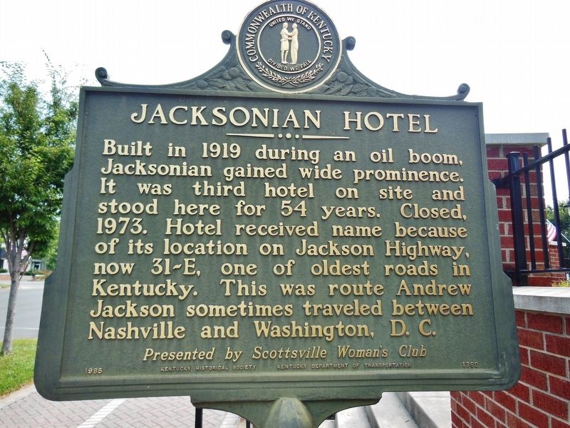 Jacksonian Hotel Marker image. Click for full size.