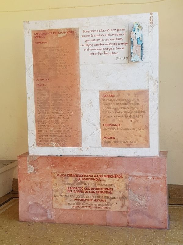 A 2010 memorial to Maryknoll Missionaries at the Temple of Saint Sebastian image. Click for full size.