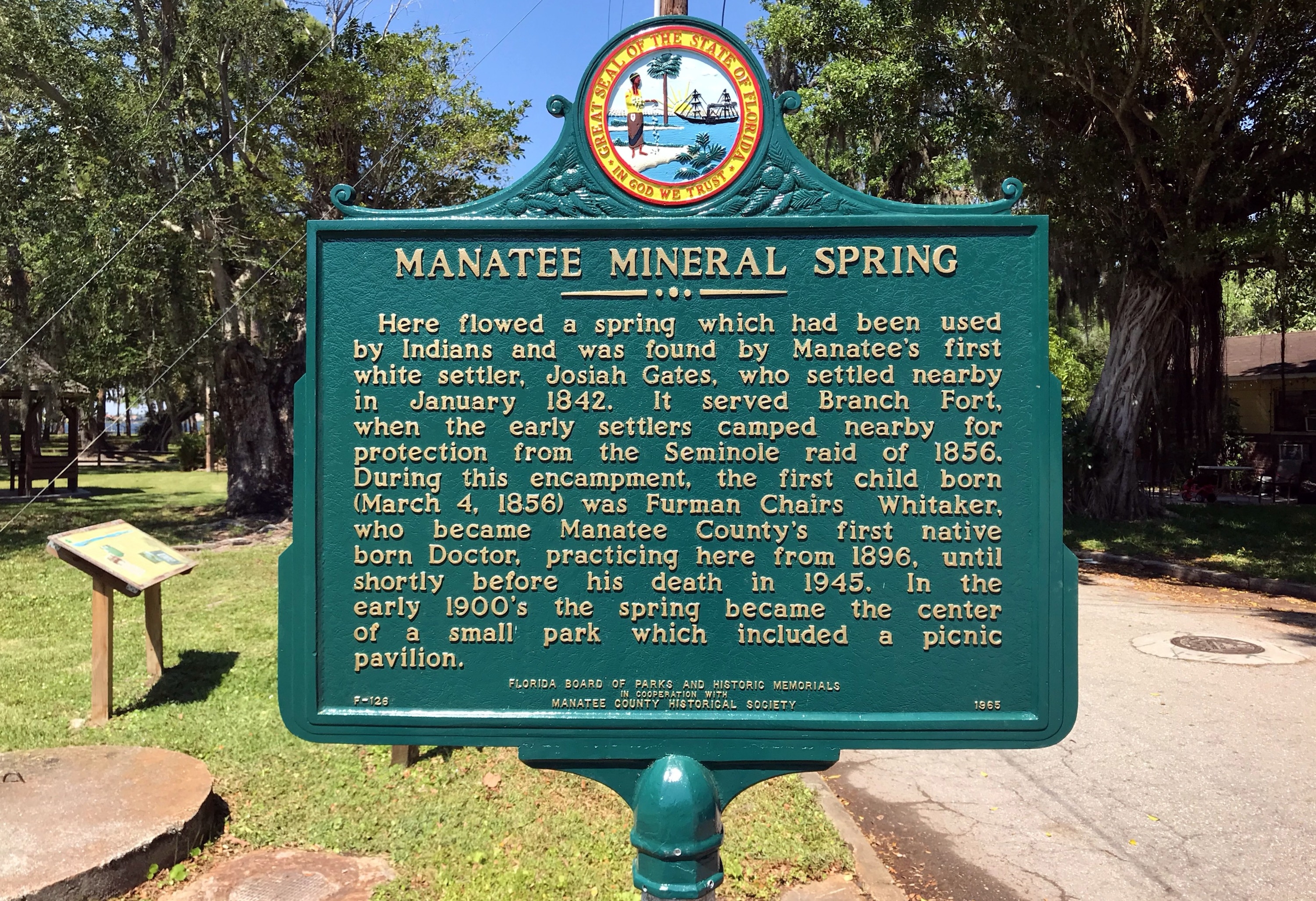 Manatee Mineral Spring Marker after restoration