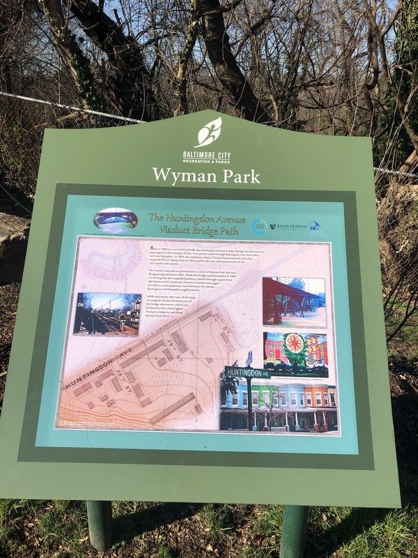 The Huntingdon Avenue Viaduct Bridge Path Marker. Click for full size. The Huntingdon Avenue Viaduct Bridge Path Marker image. Click for full size.
