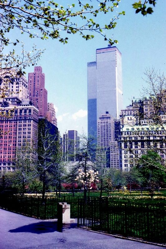 The World Trade Center, 1973 - nearing completion image. Click for full size.