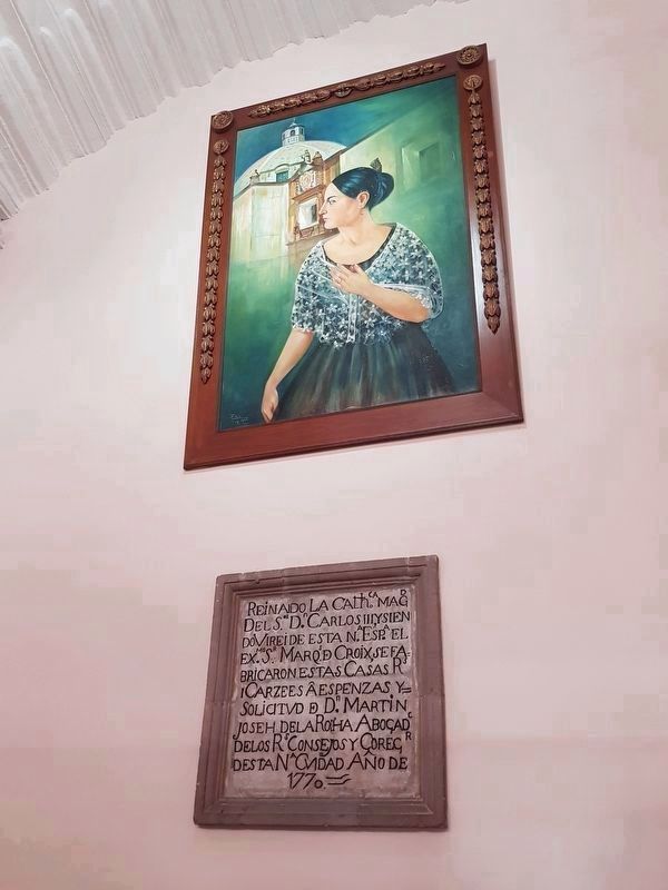An inscription inside the Casa del Corregimiento in the Plaza de Armas image. Click for full size.