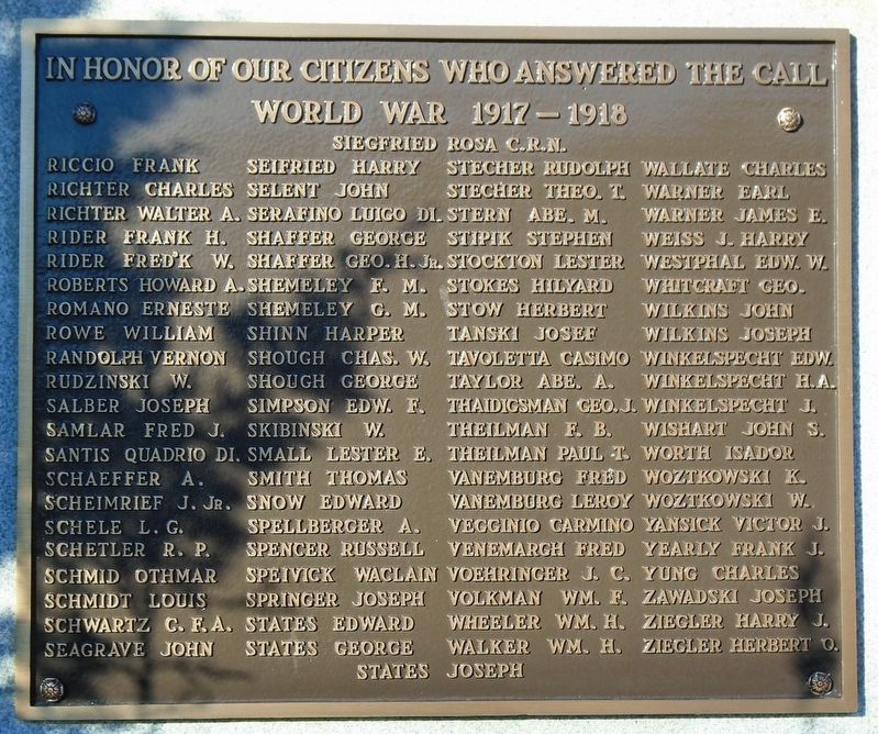 World War I Memorial Honor Roll image. Click for full size.