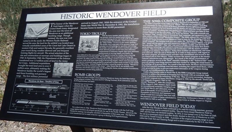 Historic Wendover Field Marker image. Click for full size.