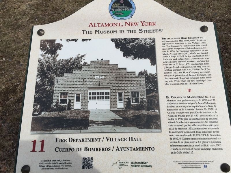 Fire Department/Village Hall Marker image. Click for full size.