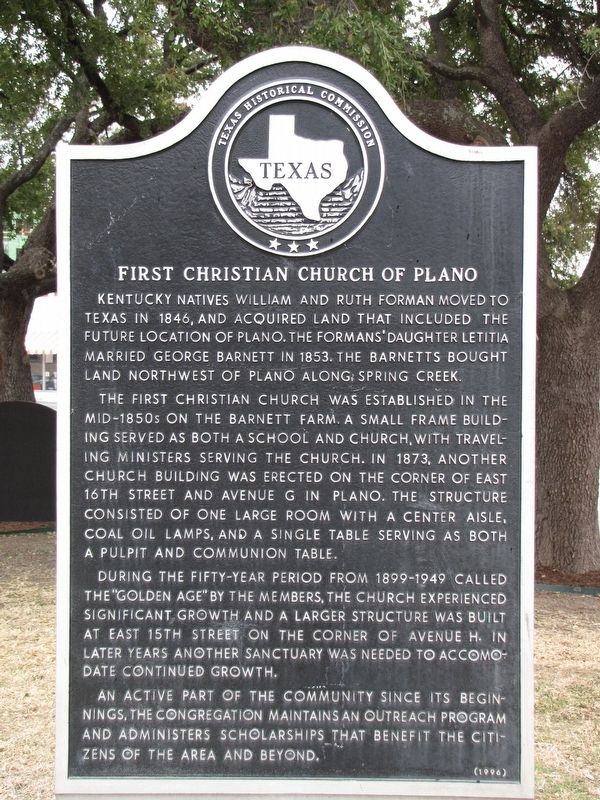 First Christian Church of Plano Texas Historical Marker image. Click for full size.