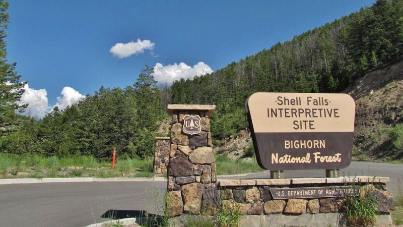 Shell Falls Interpretive Site (<i>turn and park here to access marker</i>). Click for full size. Shell Falls Interpretive Site (<i>turn and park here to access marker</i>) image. Click for full size.
