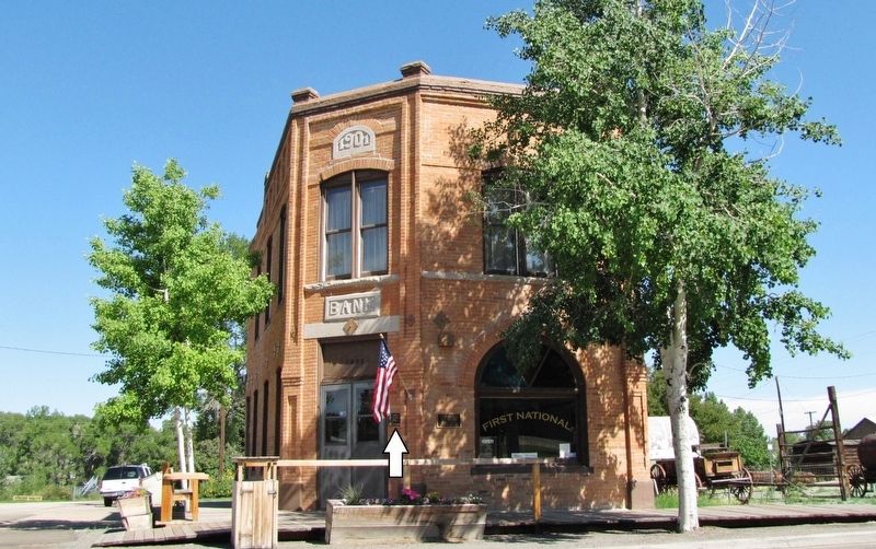 First National Bank of Meeteetse (<i>marker visible under flag; just right of entrance</i>) image. Click for full size.