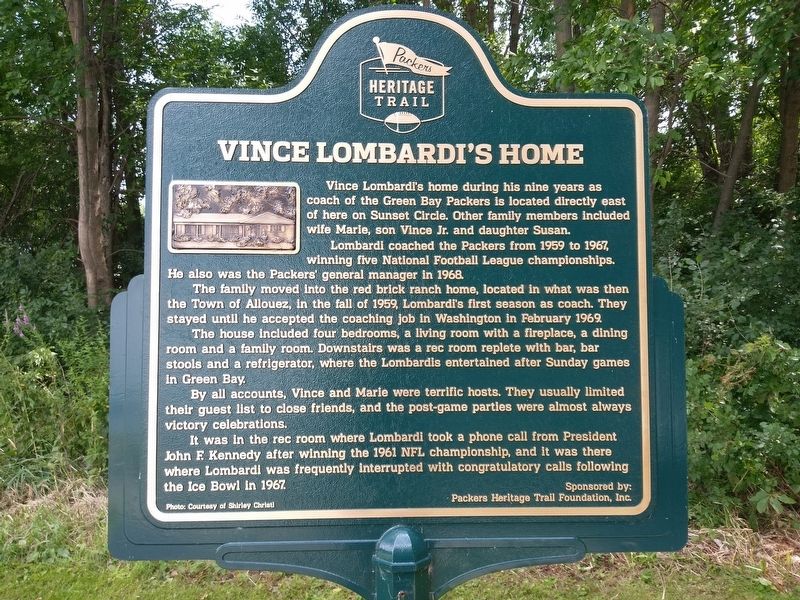 Vince Lombardi's Home Marker image. Click for full size.