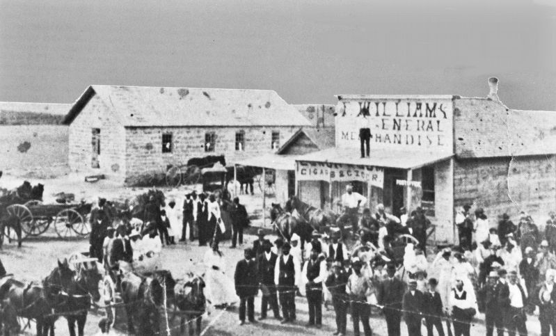 Marker detail: A view of busy Nicodemus in 1885 image. Click for full size.