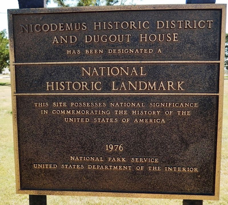 Nicodemus Historic District National Historic Landmark plaque (<i>located near marker</i>) image. Click for full size.