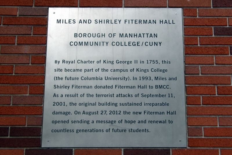 Miles and Shirley Fiterman Hall Marker image. Click for full size.