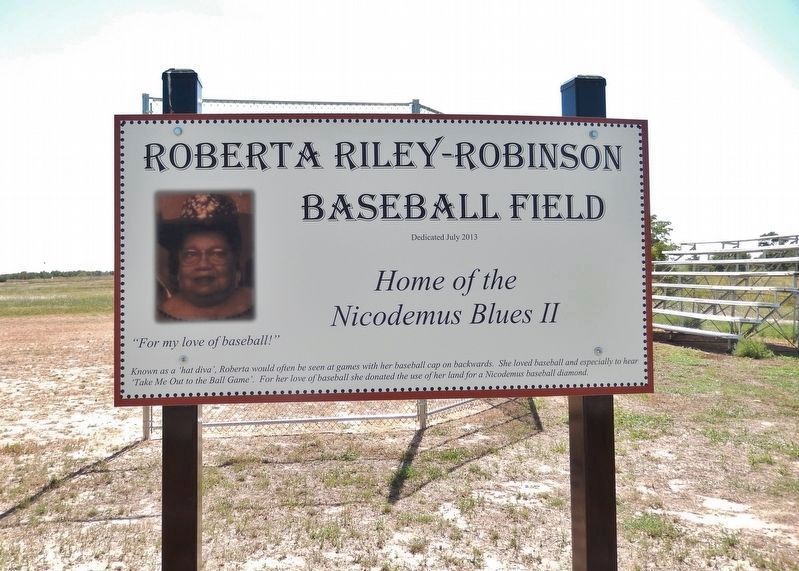 Roberta Riley-Robinson Baseball Field Sign<br>(<i>located near marker</i>) image. Click for full size.