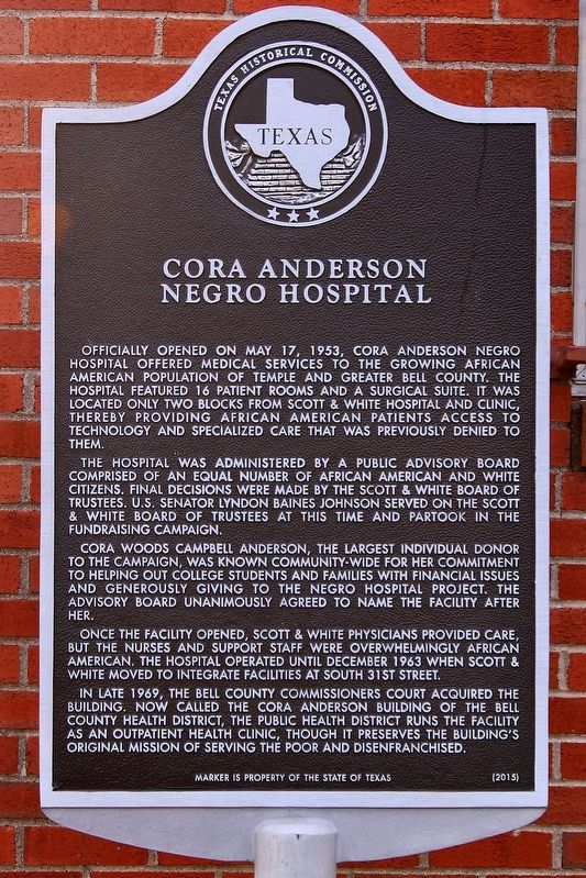 Cora Anderson Negro Hospital Marker image. Click for full size.
