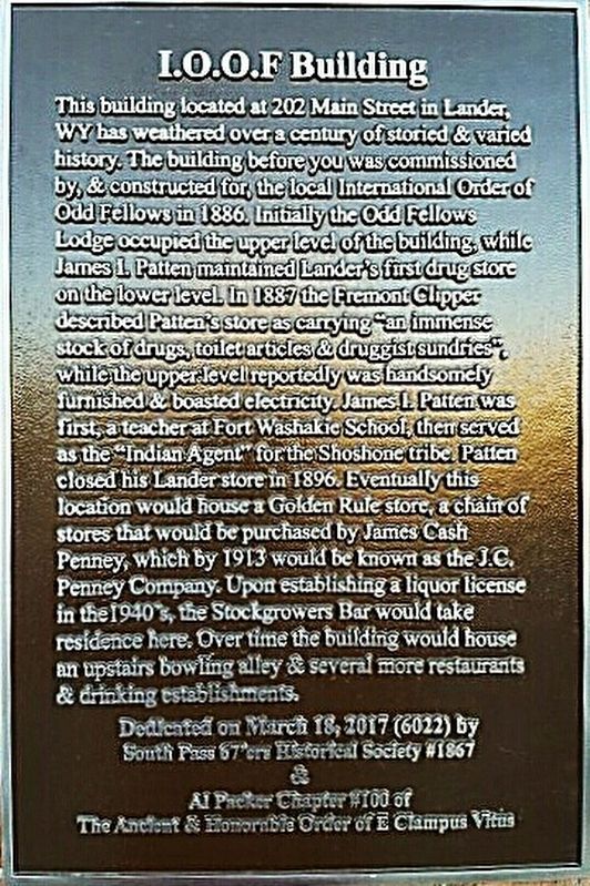 I.O.O.F. Building Marker image. Click for full size.