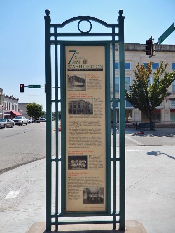 7th Street East & West of Washington Marker (<i>wide view; looking south along N. Washington St</i>) image. Click for full size.