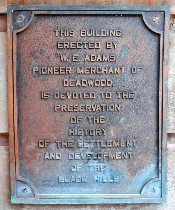 W.E. Adams Marker (<i>also located just left of the museum entrance</i>) image. Click for full size.