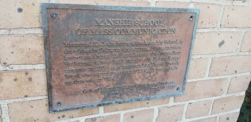 Manship School of Mass Communication Marker. Click for full size. Manship School of Mass Communication Marker image. Click for full size.