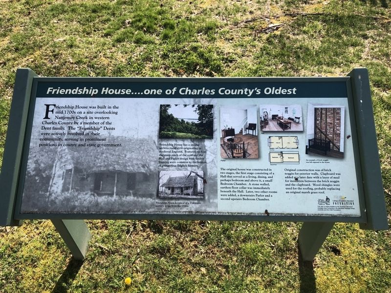 Friendship House....one of Charles County's Oldest Marker image. Click for full size.