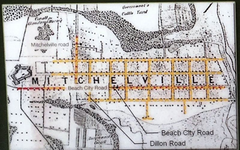 Marker Detail: Map of Mitchelville, 1863 Modern Rds Shown image. Click for full size.