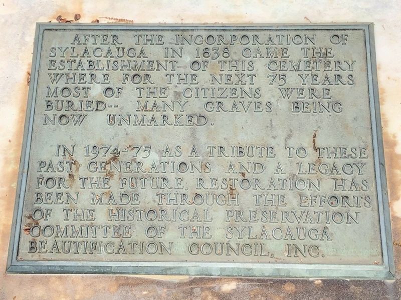 Plaque located as you enter the cemetery. image. Click for full size.