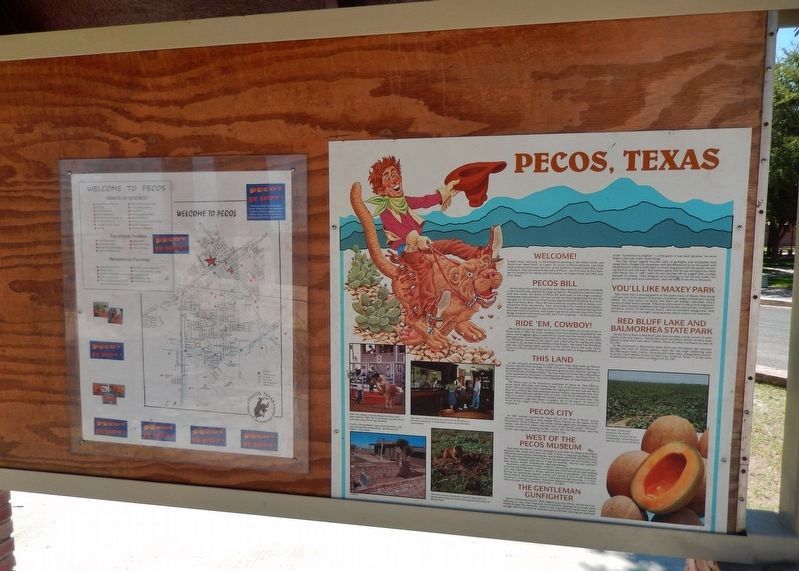 Pecos, Texas Marker Kiosk image. Click for full size.