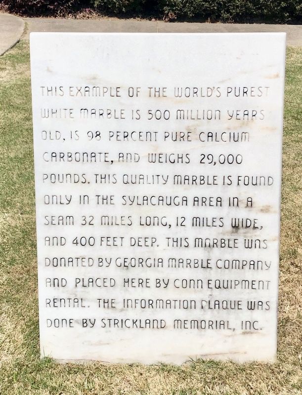 Sylacauga Marble Marker. Click for full size. Sylacauga Marble Marker image. Click for full size.