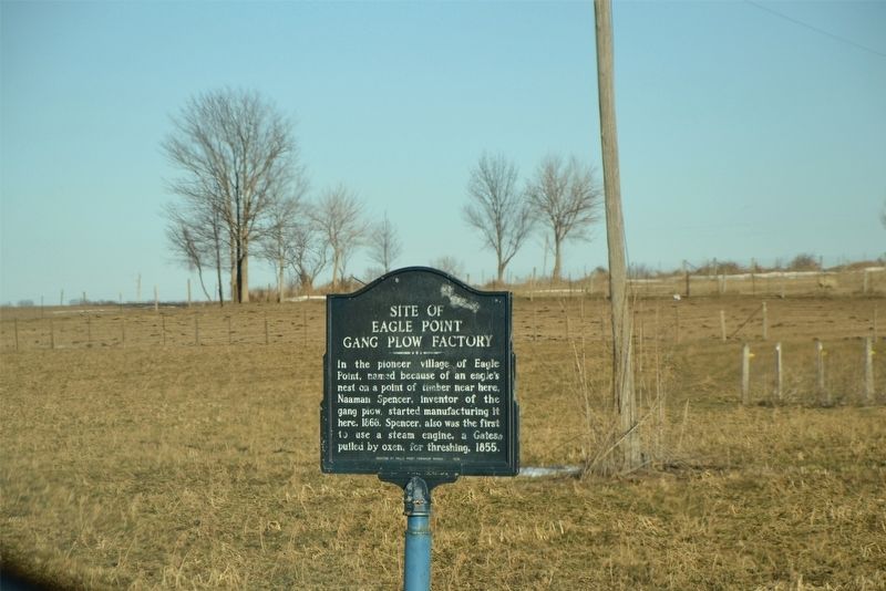 Site of Eagle Point Gang Plow Factory Marker. Click for full size. Site of Eagle Point Gang Plow Factory Marker image. Click for full size.
