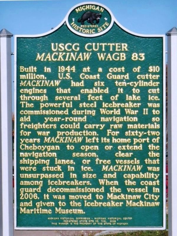 USCG Cutter <i>Mackinaw</i> WAGB 83 Marker<br>(<i>side 2, marker #708</i>) image. Click for full size.