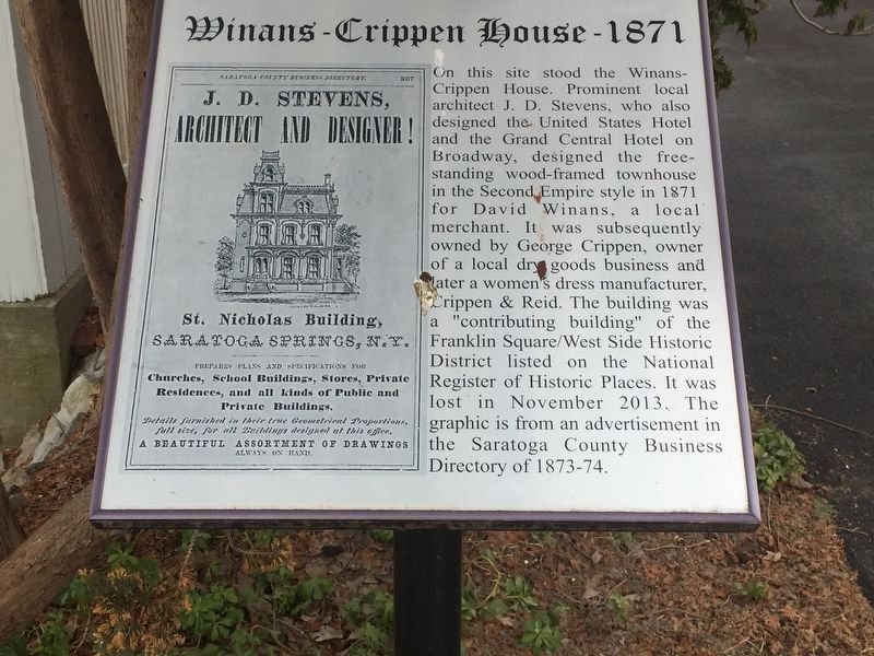 Winans-Crippen House- 1871 Marker image. Click for full size.