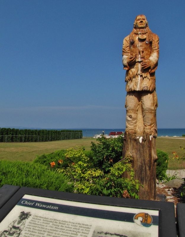Chief Wawatam Marker (<i>tall view</i>) image. Click for full size.