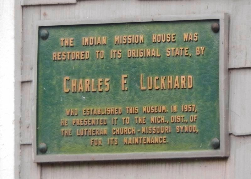 The Indian Mission House plaque<br>(<i>mounted beside entrance to Indian Mission House</i>) image. Click for full size.