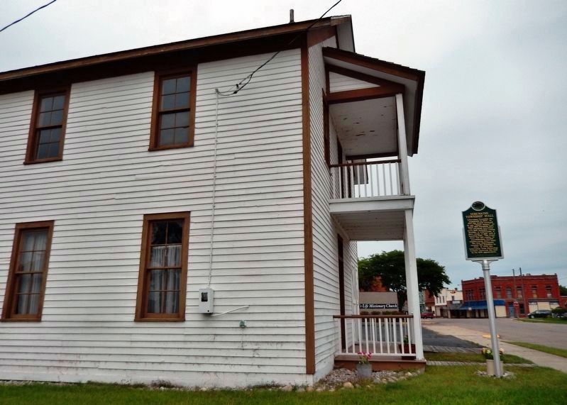 Sebewaing Township Hall (<i>south side view; looking north along S. Center St.; marker on right</i>). Click for full size. Sebewaing Township Hall (<i>south side view; looking north along S. Center St.; marker on right</i>) image. Click for full size.