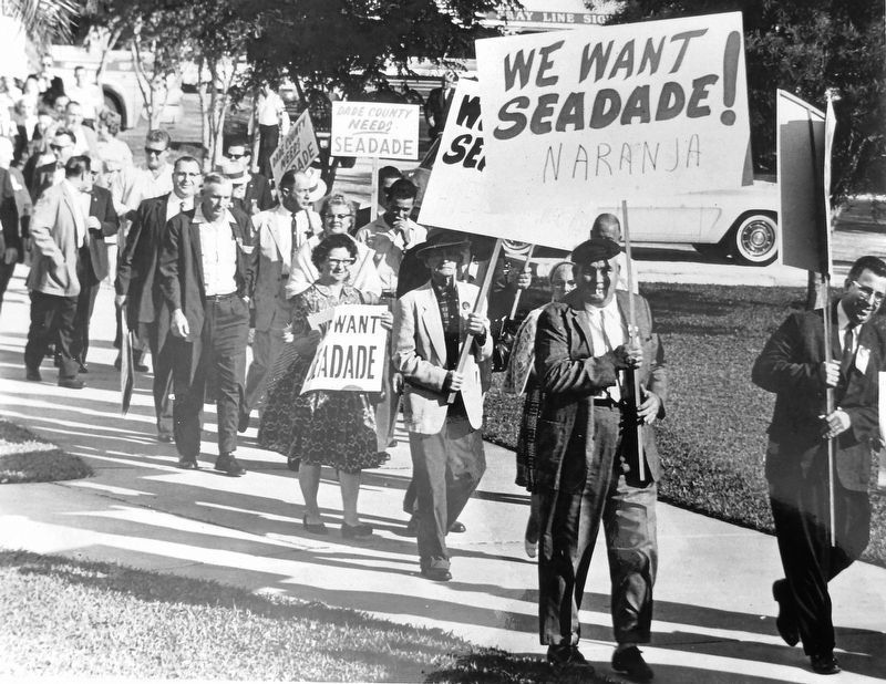 Marker detail: Protesters support the Seadade Oil Refinery<br>January 1963 image. Click for full size.